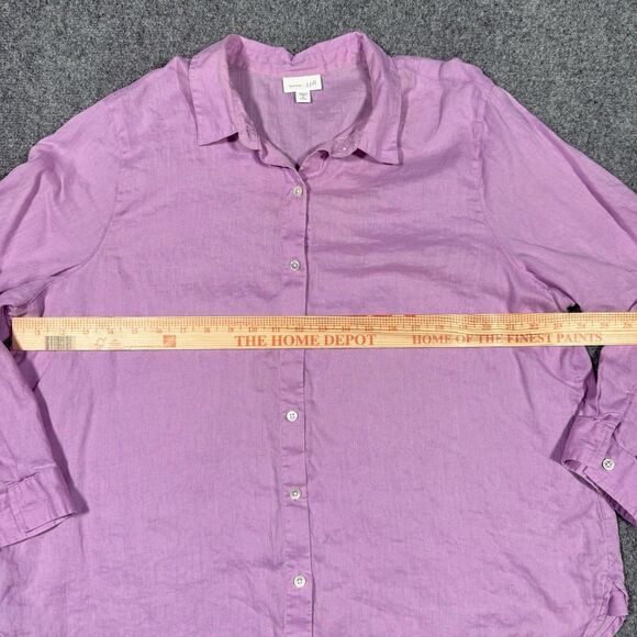 J. Jill Love Linen Pink Button Shirt Long Sleeve Petite XL - Picture 5 of 6